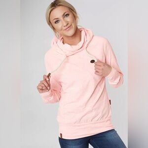 Naketano Mandy Cowl Neck Hooded Sweatshirt Light Pink B04‎